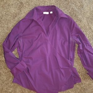 Faux wrap front fitted blouse.